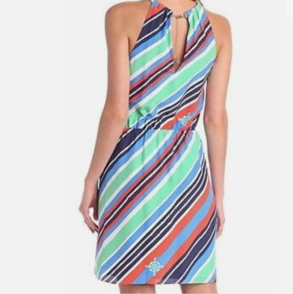 Lilly Pulitzer Kennett Overboard Striped Halter Silk Dress M - Picture 2 of 15